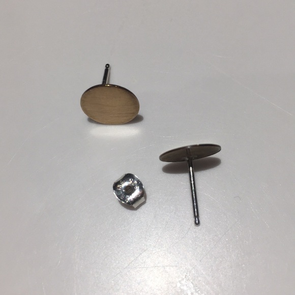 Handmade Brushed Gold Earrings - Picture 4 of 5